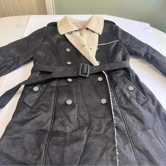 Romeo and juliet couture y2k trench double breasted teddy lined coat women Large - Picture 2 of 9